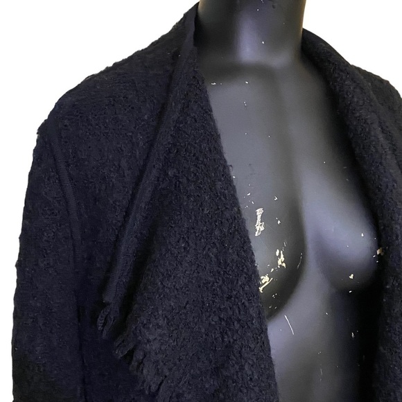 VINCE Wool Marl Knit Open Front Sweater in Black - Picture 2 of 7